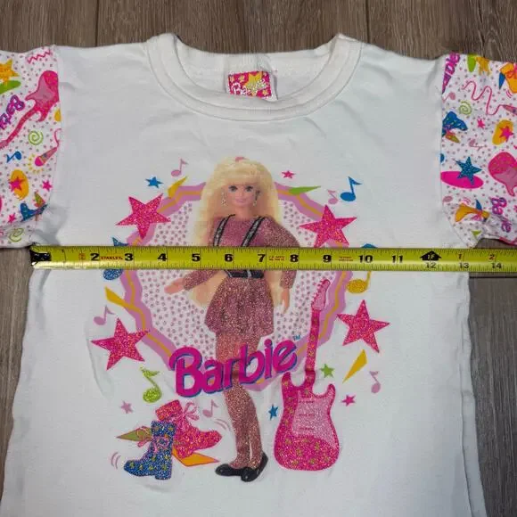 Vintage 90s Barbie long sleeve shirt Girls size 10 made in usa 100% cotton - Picture 8 of 8